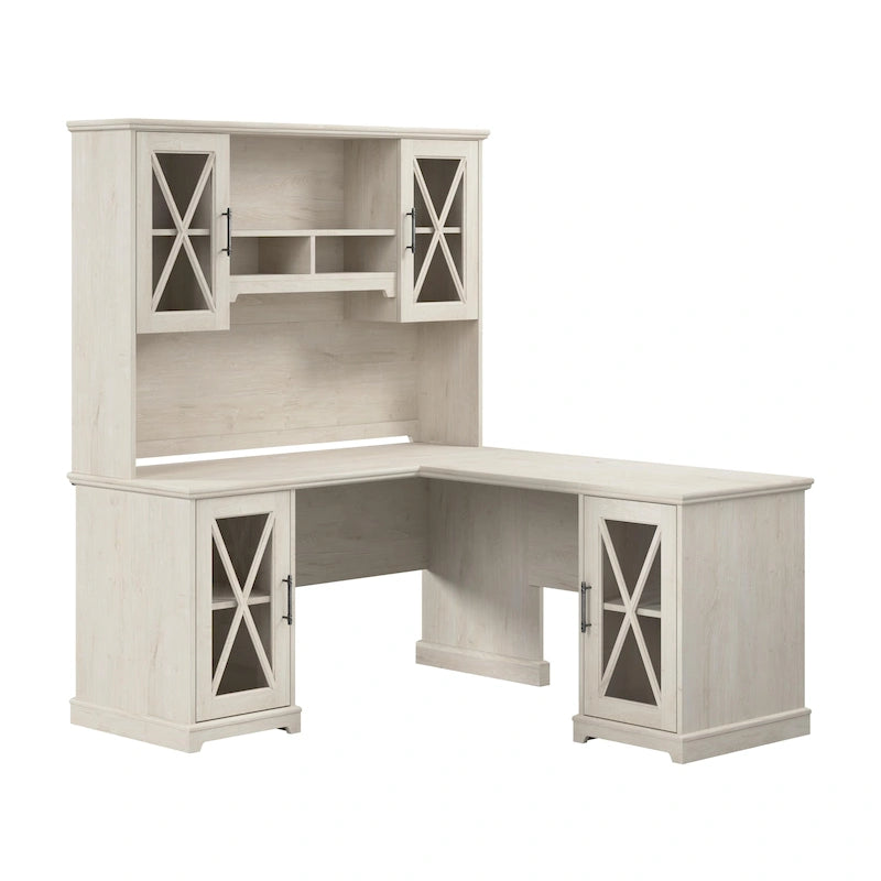 Bureau d'angle avec huche et rangements