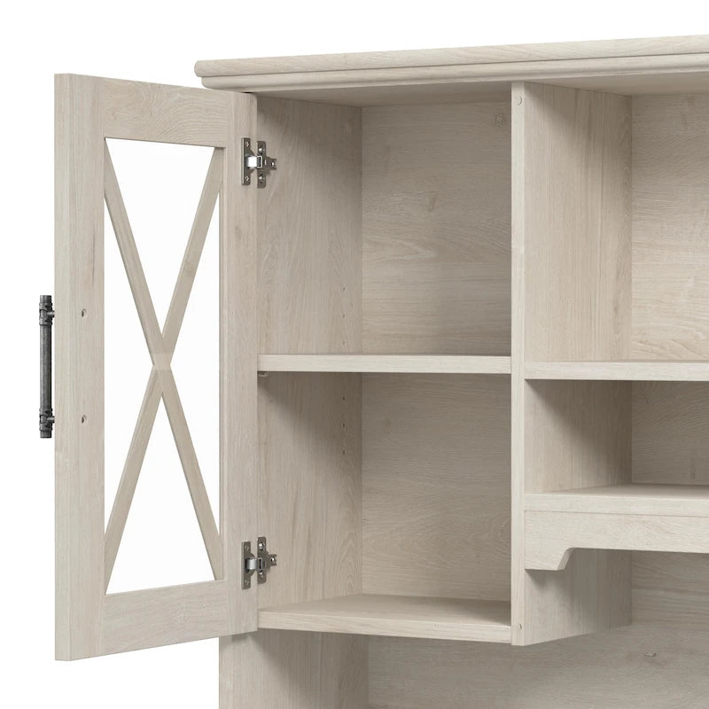 Bureau d'angle avec huche et rangements