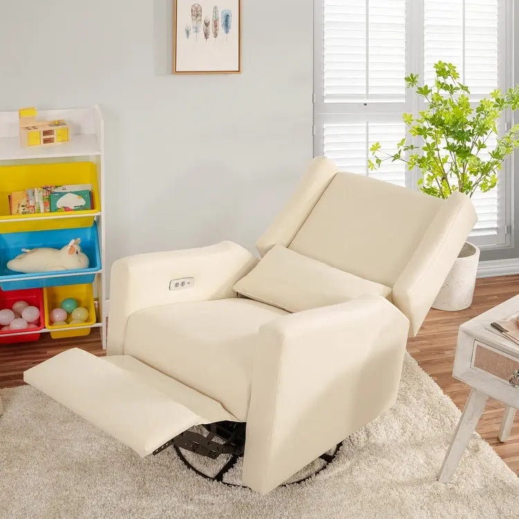 Fauteuil inclinable de luxe motorisé avec fonction pivotante et planeur, fauteuil inclinable de salon rembourré avec support lombaire