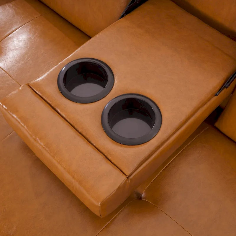 Canapé convertible avec accoudoirs et porte-gobelets, en similicuir, pliant et inclinable, petit canapé
