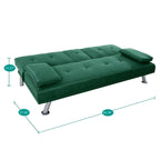 Canapé convertible avec accoudoirs et porte-gobelets, en similicuir, pliant et inclinable, petit canapé