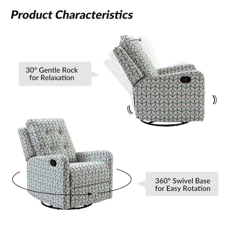 Fauteuil inclinable pivotant manuel avec dossier capitonné – Lot de 2