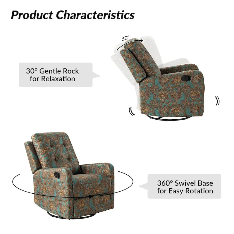Fauteuil inclinable pivotant manuel avec dossier capitonné – Lot de 2