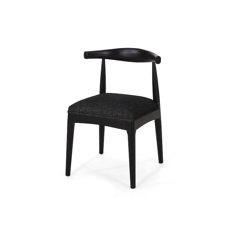 Chaises de salle à manger en tissu et en bois d'hévéa (lot de 2)