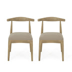Chaises de salle à manger en tissu et en bois d'hévéa (lot de 2)