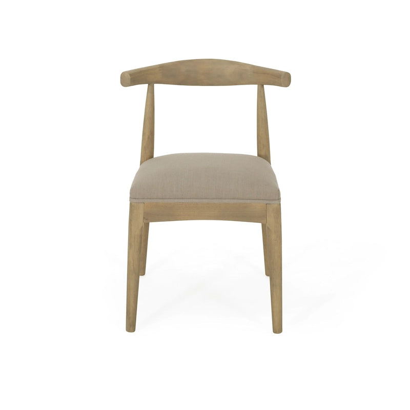 Chaises de salle à manger en tissu et en bois d'hévéa (lot de 2)