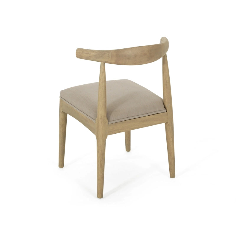 Chaises de salle à manger en tissu et en bois d'hévéa (lot de 2)
