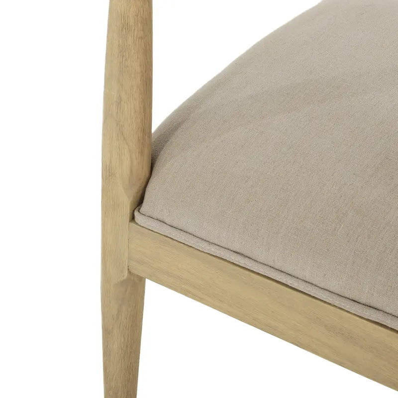 Chaises de salle à manger en tissu et en bois d'hévéa (lot de 2)
