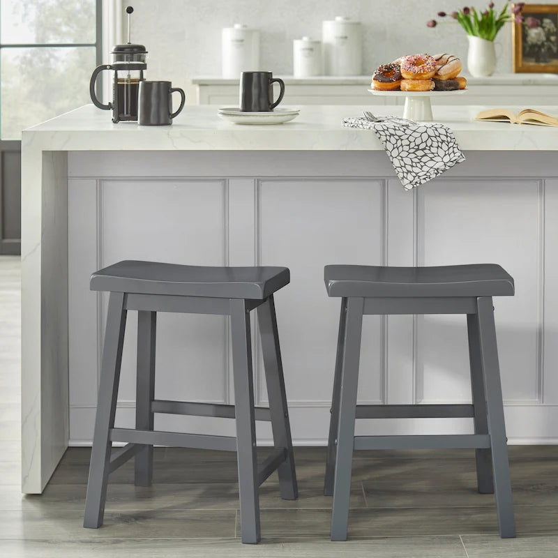 Tabouret de bar 61 cm en bois massif (lot de 2)