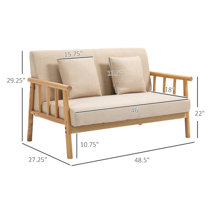 Canapé Causeuse de 48 po pour Chambre à Coucher, Canapé Modernes, Petit Canapé Rembourré pour Petits Espaces