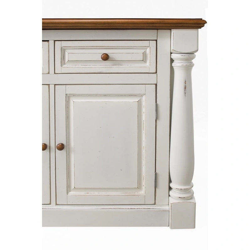 Ensemble îlot de cuisine 3 pièces en bois écru avec plateau rabattable – 122 x 63,5 x 91,5 cm