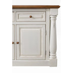 Ensemble îlot de cuisine 3 pièces en bois écru avec plateau rabattable – 122 x 63,5 x 91,5 cm