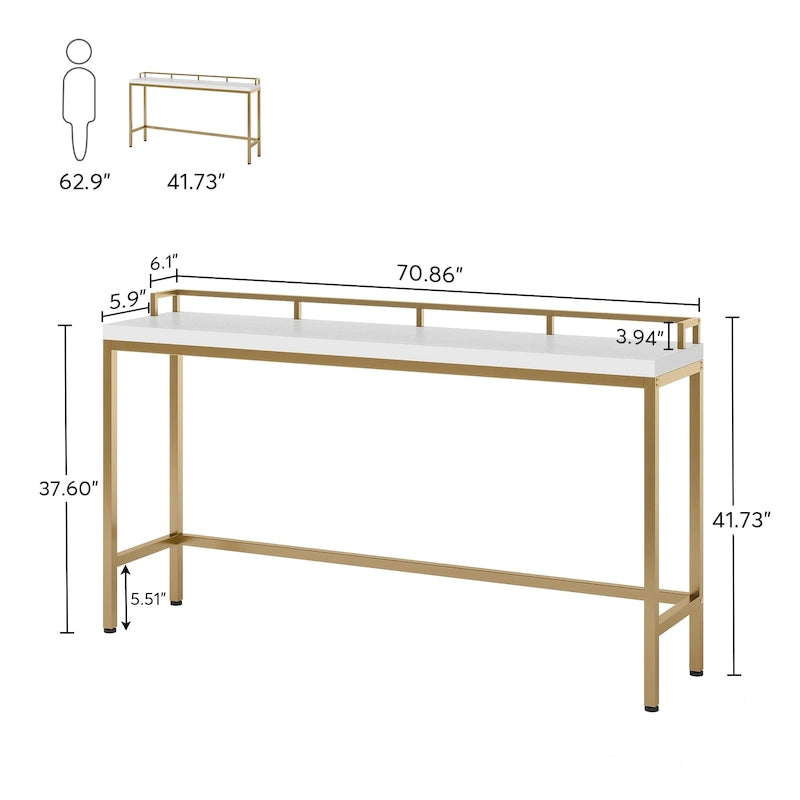 70.9 Table console de canapé extra longue, table d'entrée étroite derrière le canapé