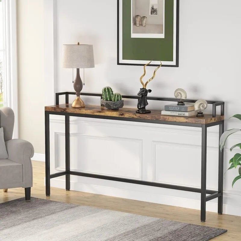 70.9 Table console de canapé extra longue, table d'entrée étroite derrière le canapé