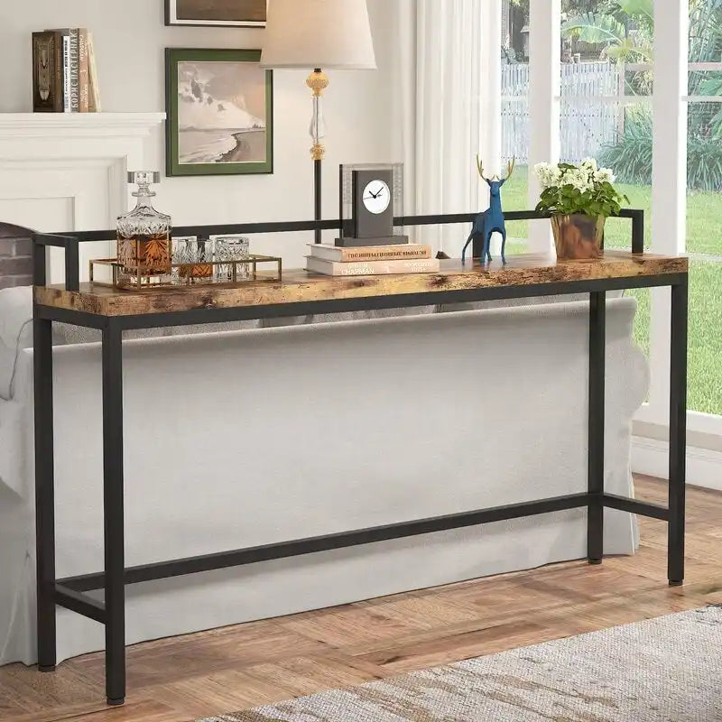 70.9 Table console de canapé extra longue, table d'entrée étroite derrière le canapé