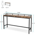 70.9 Table console de canapé extra longue, table d'entrée étroite derrière le canapé