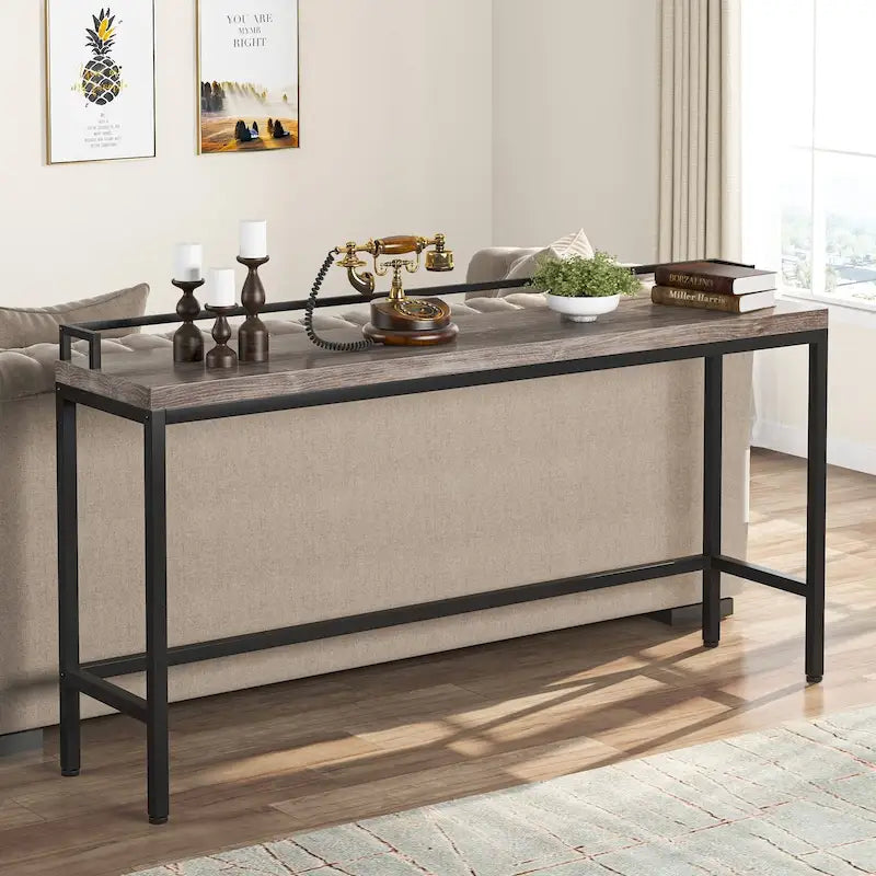 70.9 Table console de canapé extra longue, table d'entrée étroite derrière le canapé