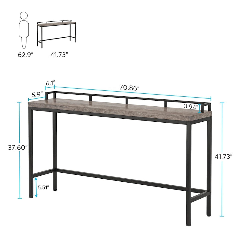 70.9 Table console de canapé extra longue, table d'entrée étroite derrière le canapé