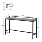 70.9 Table console de canapé extra longue, table d'entrée étroite derrière le canapé