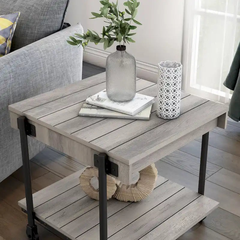 Table d'appoint à 1 étagère en acier de 24 po