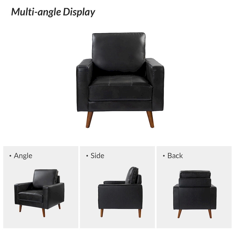 Fauteuil en cuir véritable du milieu du siècle