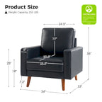 Fauteuil en cuir véritable du milieu du siècle