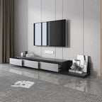 Meuble TV moderne extensible 118 avec 3 tiroirs spacieux, console multimédia à longueur réglable pour salon