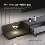 Meuble TV moderne extensible 118 avec 3 tiroirs spacieux, console multimédia à longueur réglable pour salon