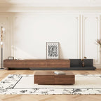 Meuble TV moderne extensible 118 avec 3 tiroirs spacieux, console multimédia à longueur réglable pour salon