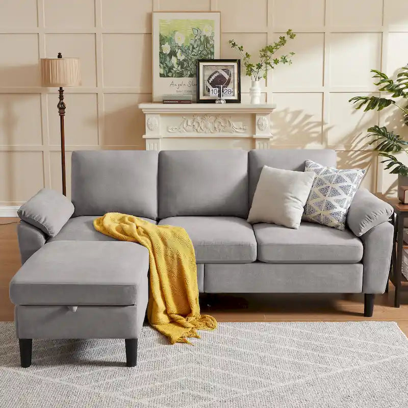 Canapé d'angle Jarenie 79.72 avec pouf de rangement pour salon
