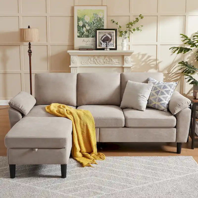 Canapé d'angle Jarenie 79.72 avec pouf de rangement pour salon