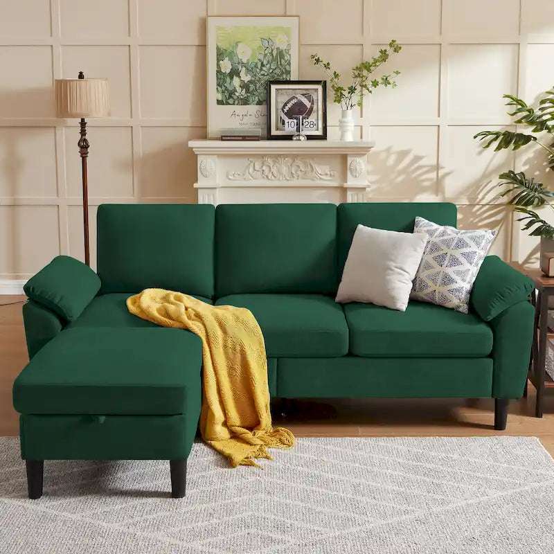 Canapé d'angle Jarenie 79.72 avec pouf de rangement pour salon