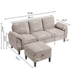 Canapé d'angle Jarenie 79.72 avec pouf de rangement pour salon