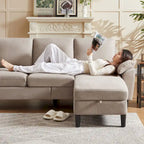 Canapé d'angle Jarenie 79.72 avec pouf de rangement pour salon