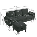 Canapé d'angle Jarenie 79.72 avec pouf de rangement pour salon