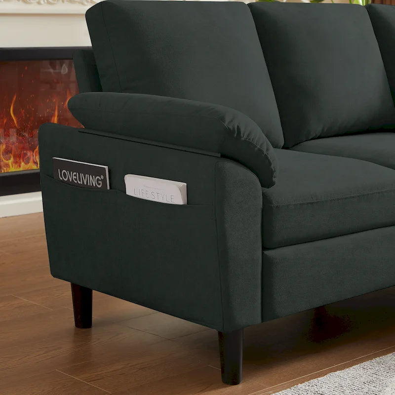 Canapé d'angle Jarenie 79.72 avec pouf de rangement pour salon
