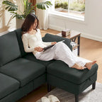 Canapé d'angle Jarenie 79.72 avec pouf de rangement pour salon