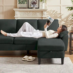 Canapé d'angle Jarenie 79.72 avec pouf de rangement pour salon