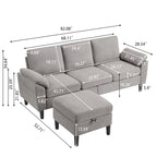 Canapé d'angle Jarenie 79.72 avec pouf de rangement pour salon