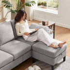 Canapé d'angle Jarenie 79.72 avec pouf de rangement pour salon