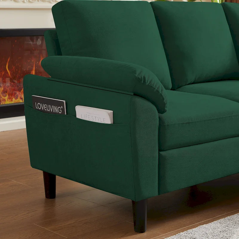 Canapé d'angle Jarenie 79.72 avec pouf de rangement pour salon