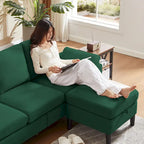 Canapé d'angle Jarenie 79.72 avec pouf de rangement pour salon