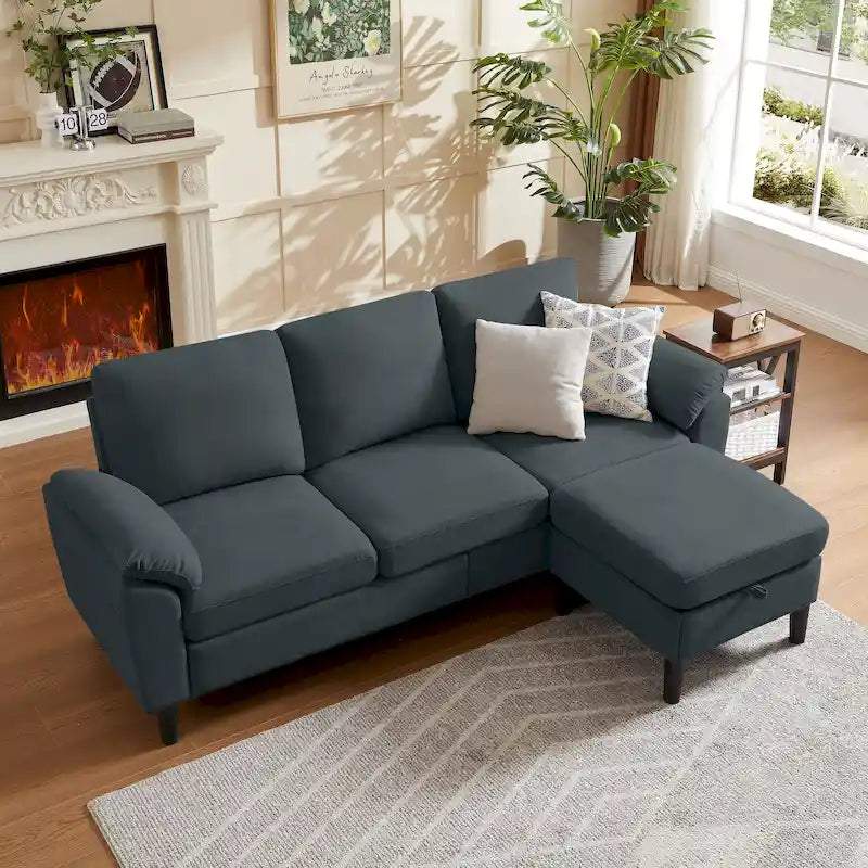 Canapé d'angle Jarenie 79.72 avec pouf de rangement pour salon