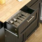 41 îlot de cuisine roulant moderne, chariot de rangement de cuisine avec dessus en bois de caoutchouc, 2 tiroirs et porte-serviettes
