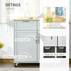 41 îlot de cuisine roulant moderne, chariot de rangement de cuisine avec dessus en bois de caoutchouc, 2 tiroirs et porte-serviettes