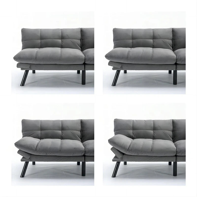 70,87 Futon Canapé-Lit, Canapé Pliable en Mousse Convertible Lit de Repos avec Accoudoirs Réglables pour Petits Espaces