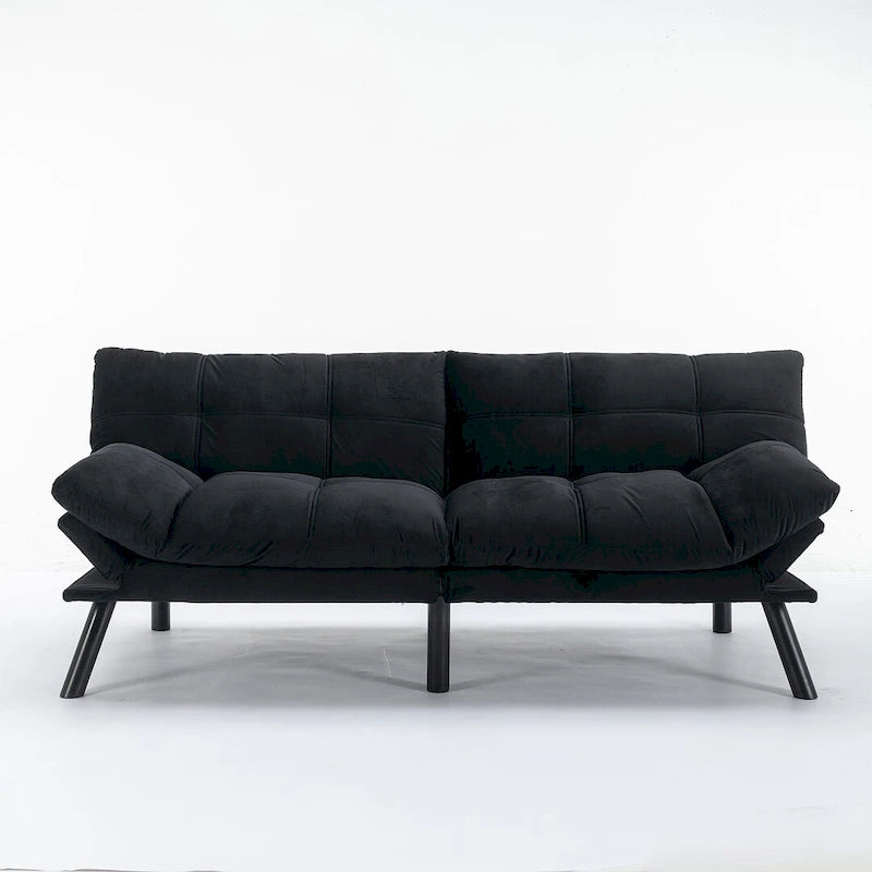 70,87 Futon Canapé-Lit, Canapé Pliable en Mousse Convertible Lit de Repos avec Accoudoirs Réglables pour Petits Espaces