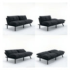 70,87 Futon Canapé-Lit, Canapé Pliable en Mousse Convertible Lit de Repos avec Accoudoirs Réglables pour Petits Espaces
