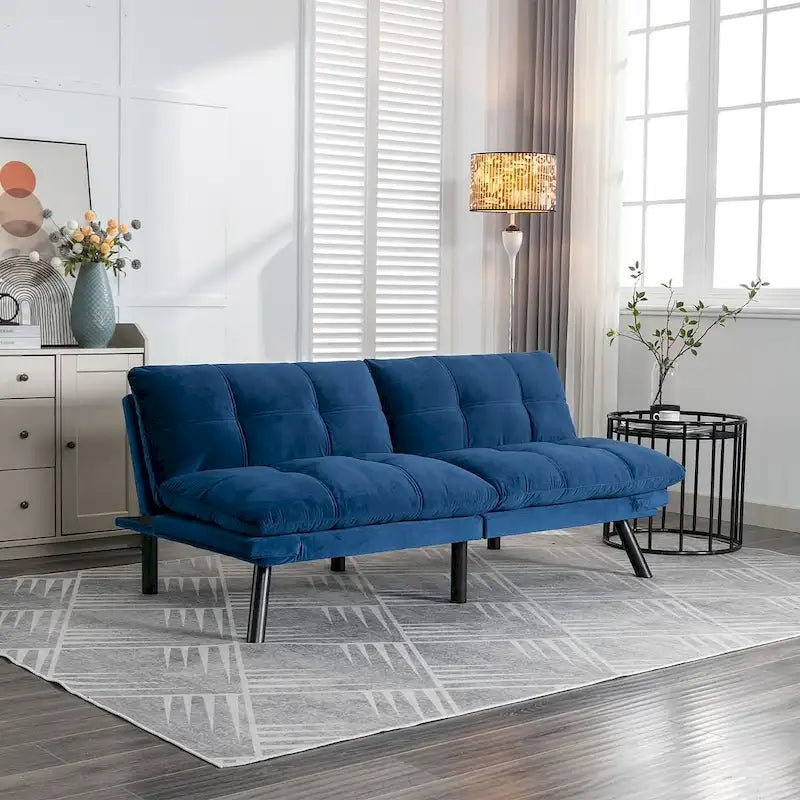 70,87 Futon Canapé-Lit, Canapé Pliable en Mousse Convertible Lit de Repos avec Accoudoirs Réglables pour Petits Espaces