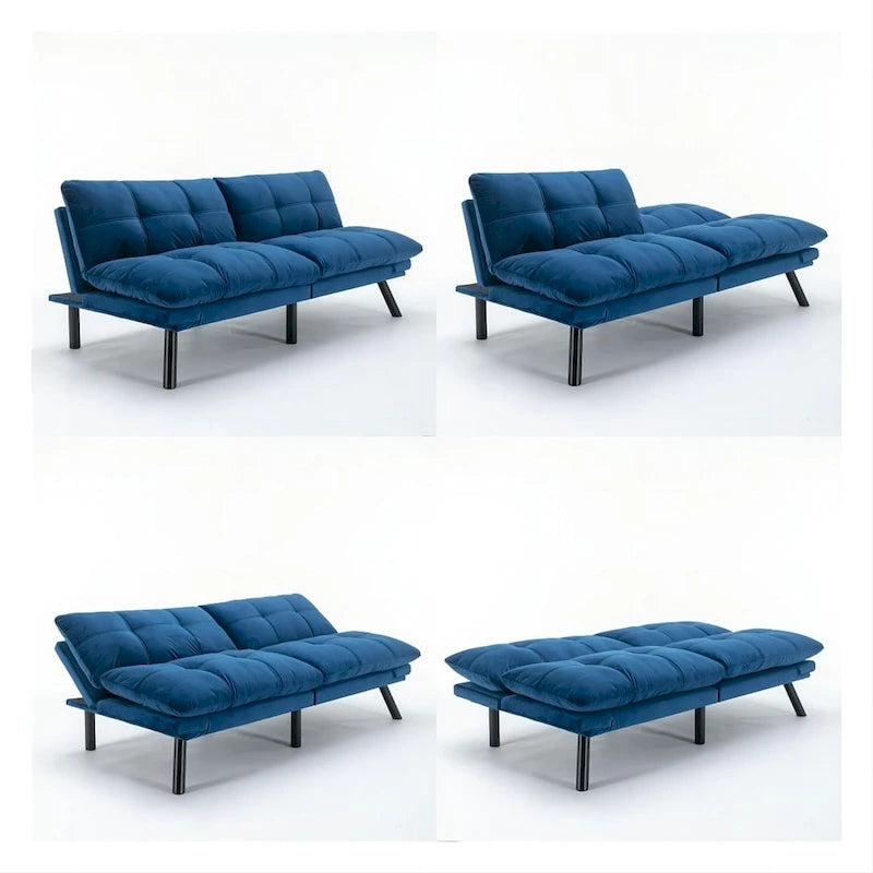70,87 Futon Canapé-Lit, Canapé Pliable en Mousse Convertible Lit de Repos avec Accoudoirs Réglables pour Petits Espaces